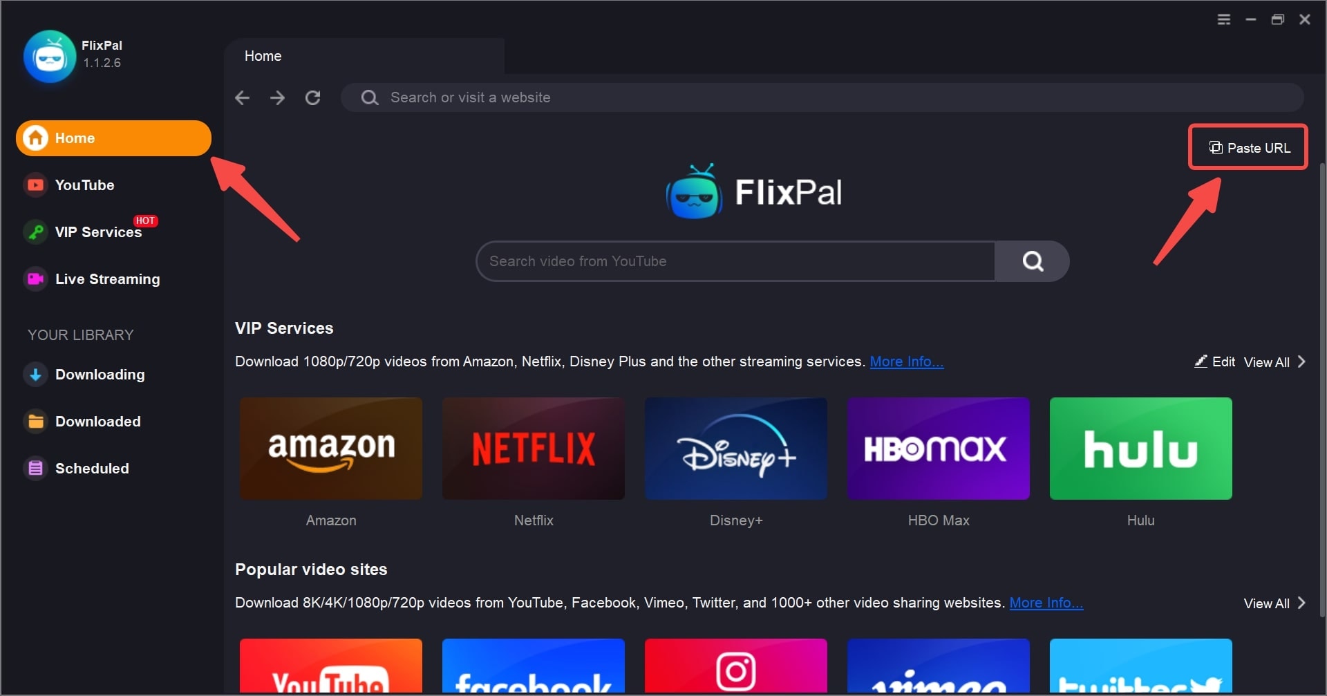 Inicia FlixPal y selecciona BBC iPlayer en «Servicios VIP».